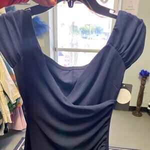 blue dress with slit